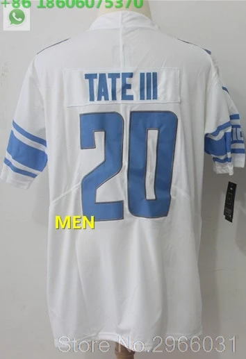 For men A+++ Качественная мужская футболка для взрослых 9 Matthew Stafford 15 Golden Tate 20 Barry Sanders Detroit - Цвет: For men