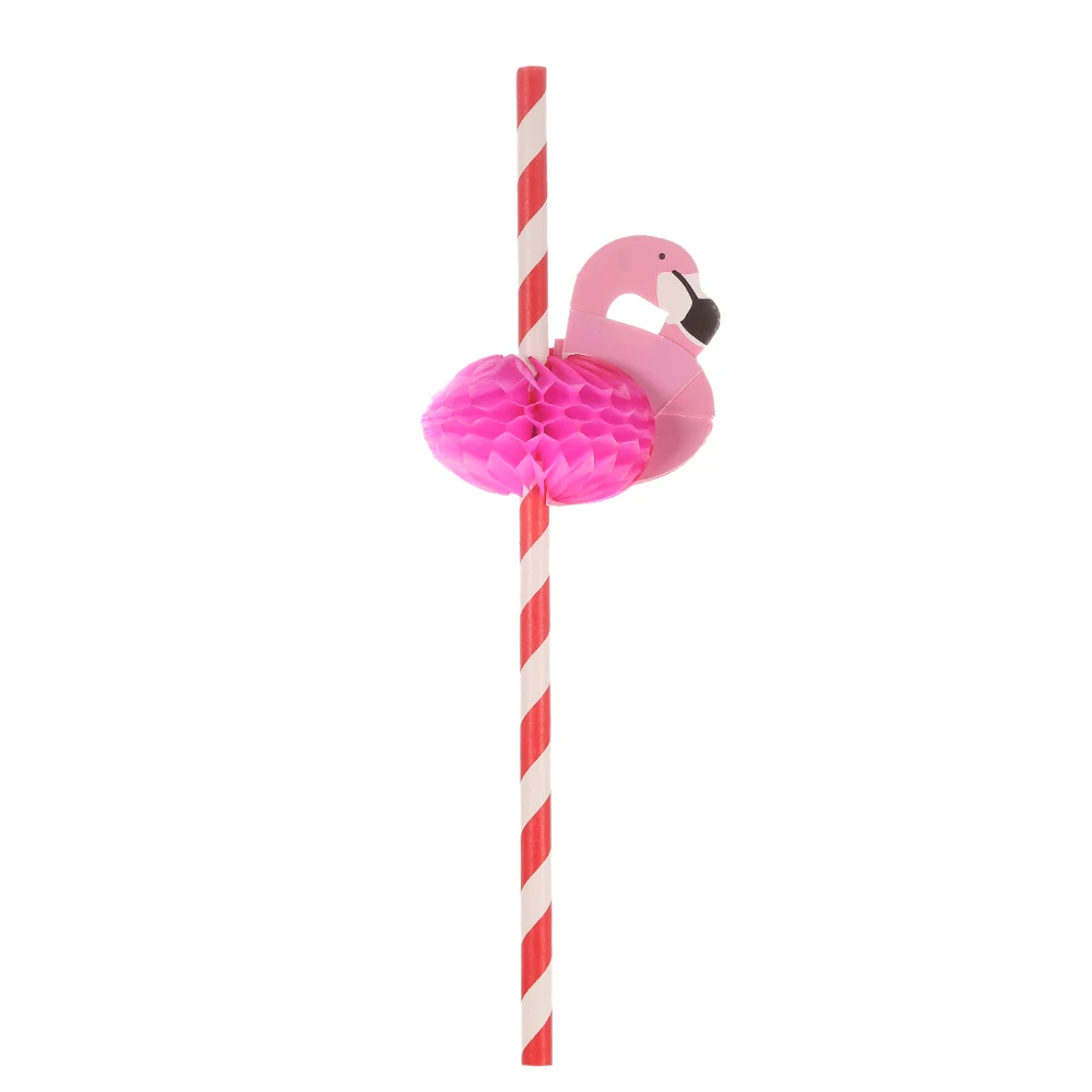 50pcs/set Paper Straws for Birthday Wedding Baby Shower Celebration and Party Food Grade Paper Straws with Flamingo Decorated - Цвет: Красный