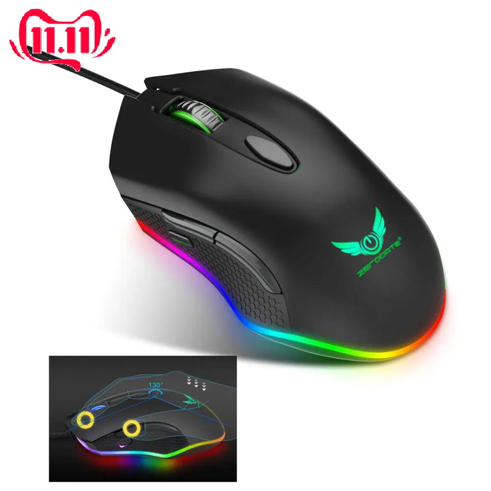 

6 Buttons RGB Backlight Optical Gamer Mice Wired Programmable Gaming Optical Mouse Mice Professional Gaming Mouse Mice For PC