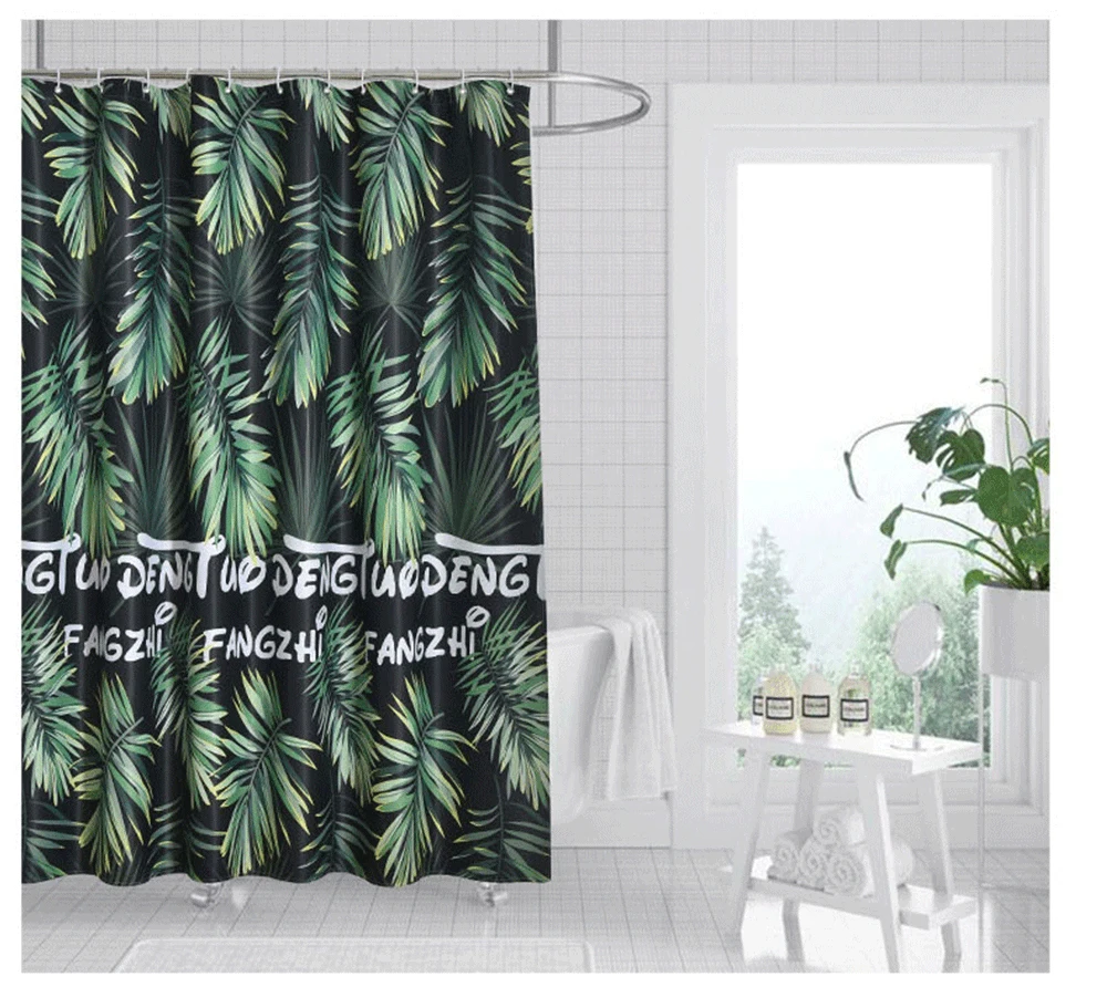 Зеленые тропические растения занавеска для душа Тропический лес ванная комната водонепроницаемый занавеска для душа растения листья Печатные занавески s для ванной комнаты