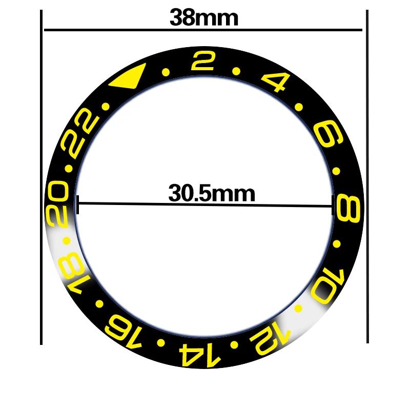 

Watch Spare Parts 38mm black yellow High Quality Titanium Insert Frame Bezel For 40 mm Sea Automatic Mens