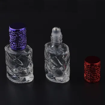 

10ml Portable Perfume Refillable bottles Roll On Transparent Glass Bottles Roller Ball Essential Oil cosmetic perfume organizer