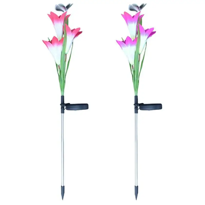 VKTECH Solar Power LED Outdoor Lawn Lamp Waterproof Butterfly Flower Colorful Led Garden Yard Decor Light For Weeding Christmas - Испускаемый цвет: 1Pcs Red 1Pcs Purple