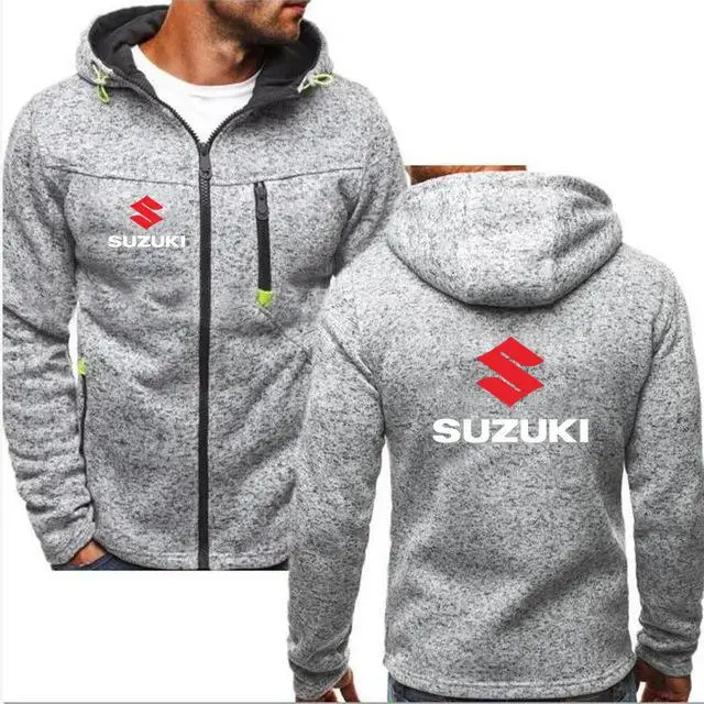 Модные мужские s для SUZUKI худи с логотипами повседневные мужские толстовки с принтом хип-хоп пуловер на молнии с карманом с капюшоном - Цвет: Черный