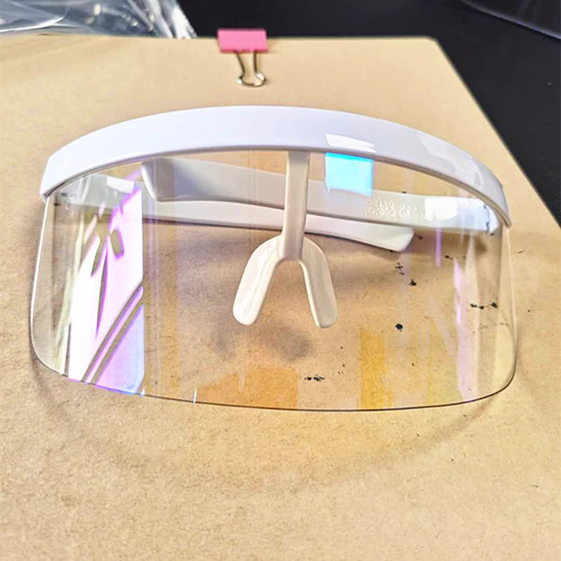 SO&EI Oversized Anti-Peeping One Piece Rimless Sunglasses Men Fashion Outdoor Sports Windproof Goggles Women UV Mask Sun Glasses