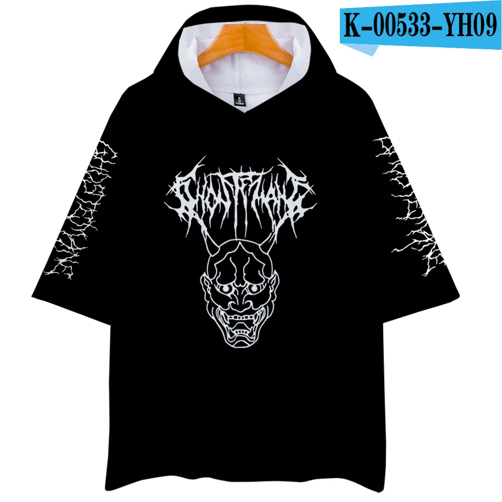 Металлический рэп стиль Ghostemane World Tour Rock Music логотип 3d принт с капюшоном для мужчин/женщин Harajuku Толстовка с коротким рукавом одежда с капюшоном - Цвет: YH09