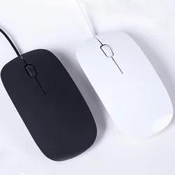 Souris optique filaire ultrafine 1200dip, USB 2.0, 3 boutons, noir et blanc, pour ordinateur PC et portable 