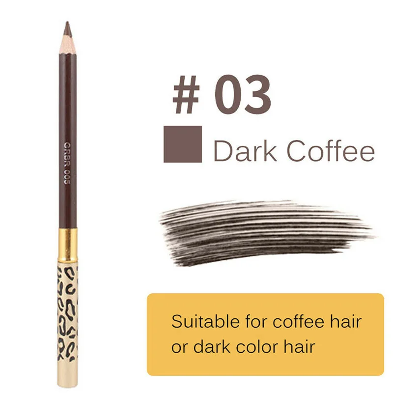 Dark-coffee 5 цветов, Леопардовый карандаш для бровей, двойная головка, с кисточкой, водонепроницаемый, устойчивый к поту, карандаш для бровей, для продажи - Цвет: Dark-coffee