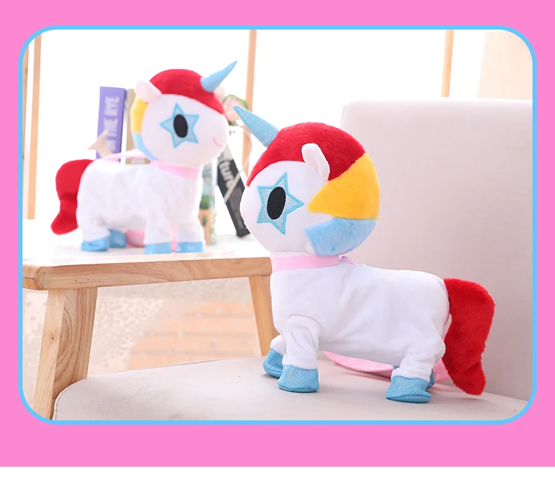 Shinning walking Unicorn doll cute electric pony plush toy children stuffed toy doll high quality birthday gift for kids
