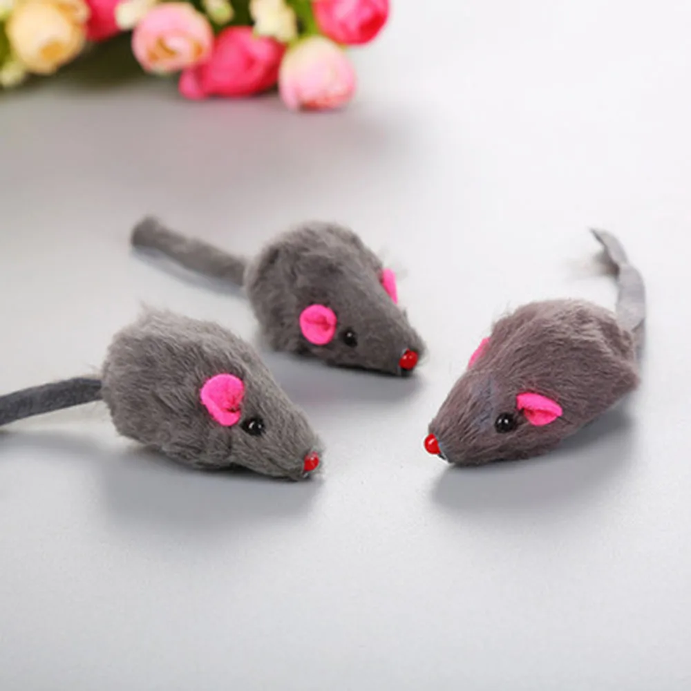 12Pcs Fur Mouse Sound Toy Mice Rat Mouse Toy for Pet Cat Kitten Puppy Playing Toys Mixed Color