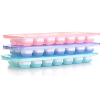 

3 Packs Ice Cube Trays Flexible Ice Trays with Spill-Resistant Lids Easy Release Ice Trays Make 63 Ice Cube,Stackable,Dishwasher