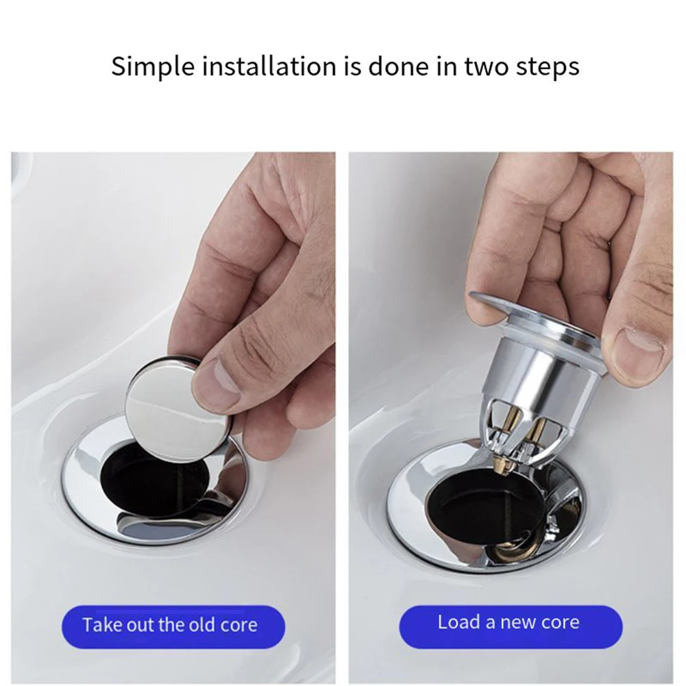 Bouchon D'évier Universel Pop-up Avec Filtre - En Acier Inoxydable - Pour Salle De Bain - 2,36 Pouces