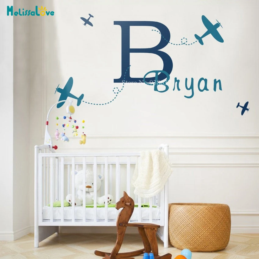 Самолёт дизайн Персонализированная наклейка с именем на заказ для детской