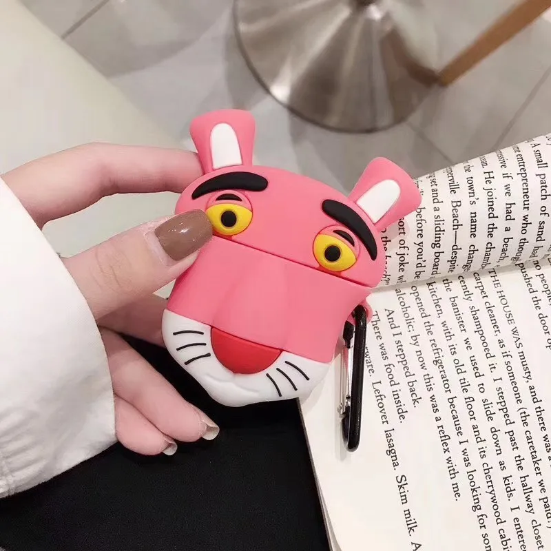 3D милый мультфильм Розовая пантера силиконовый наушник чехол для Airpods чехол для Apple Air pods 2 Аксессуары для наушников чехол для наушников