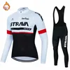 STRAVA 2022 Men's Winter Warm Cycling Jersey MTB Ropa Ciclismo Outdoor Bike Road Riding Long Sleeve Bib Thermal Cycling Suit Set