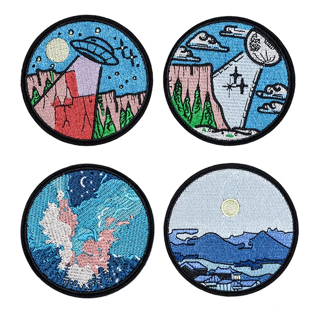 Scenery Sun Cute Iron On Patches For Clothes Handmade Sewing Patterns Embroidered Applique Patch On Clothes Stickers Vintage 19