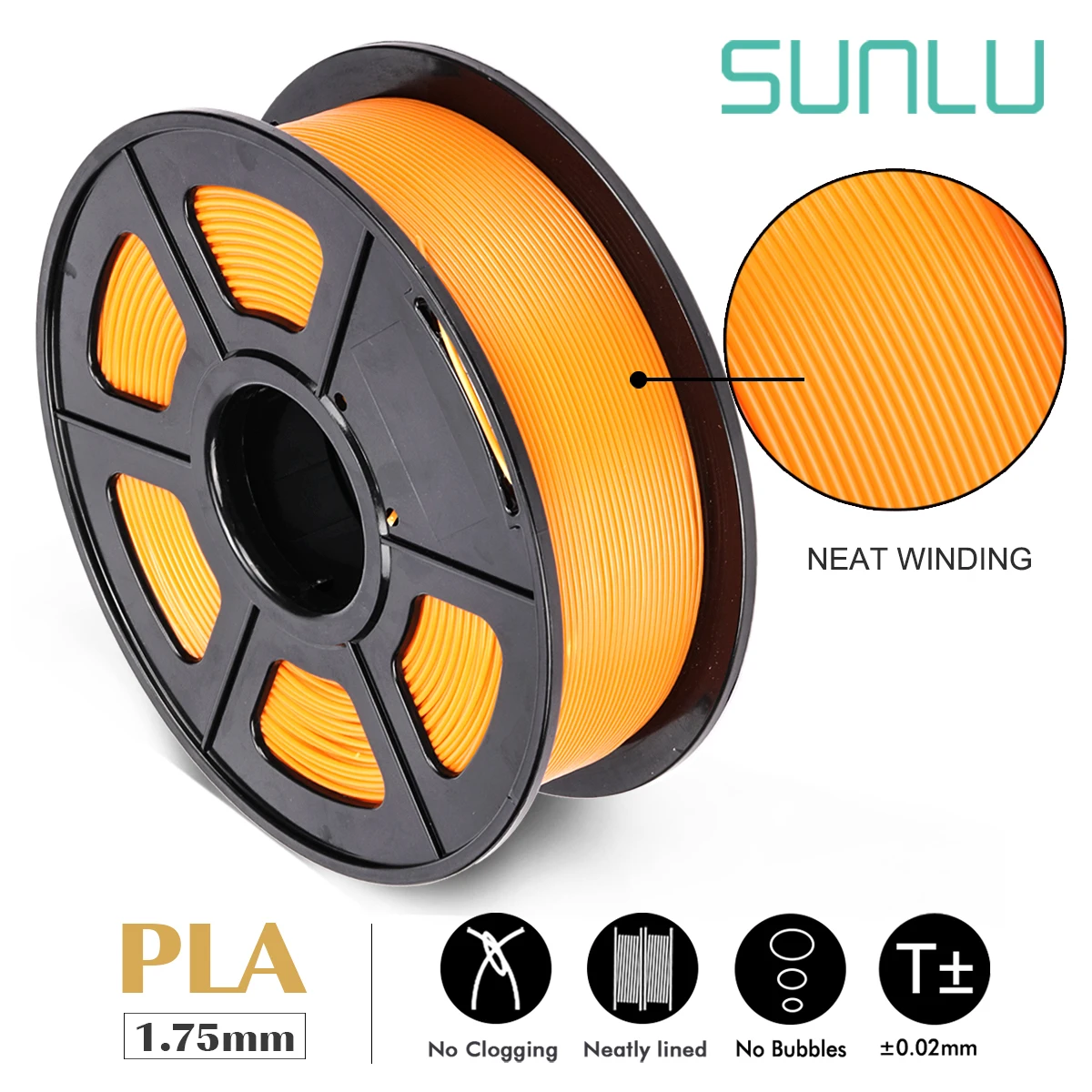 

SUNLU 1.75mm PLA Filament 1KG Tangle Free For 3D Printer New Arrival Plastic PLA Orderly Winding Filament Tolerance +/-0.02mm