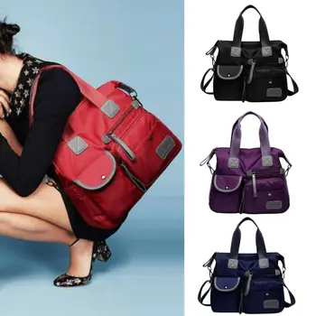 

Solid Color Nylon Multi-pocket Women Zipper Casual Fashion Single Shoulder Bag Handbag Tote Clever