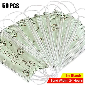 

50 Piece Disposable Masks Suitable For Animal Patterns For Children And Adults Cartoon Mouth Cover Mask Soft Breathable Earloops