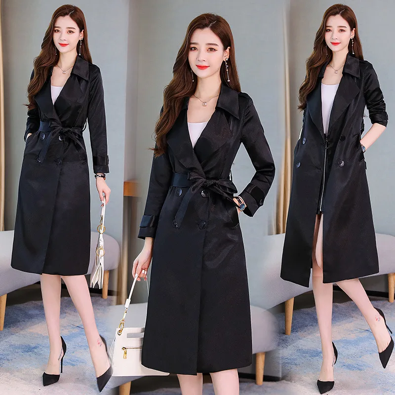 

2019 Autumn New Style Fashion High-End Debutante Double Breasted Mid-length Slim Fit Slimming Significantly Higher Trench Coat W