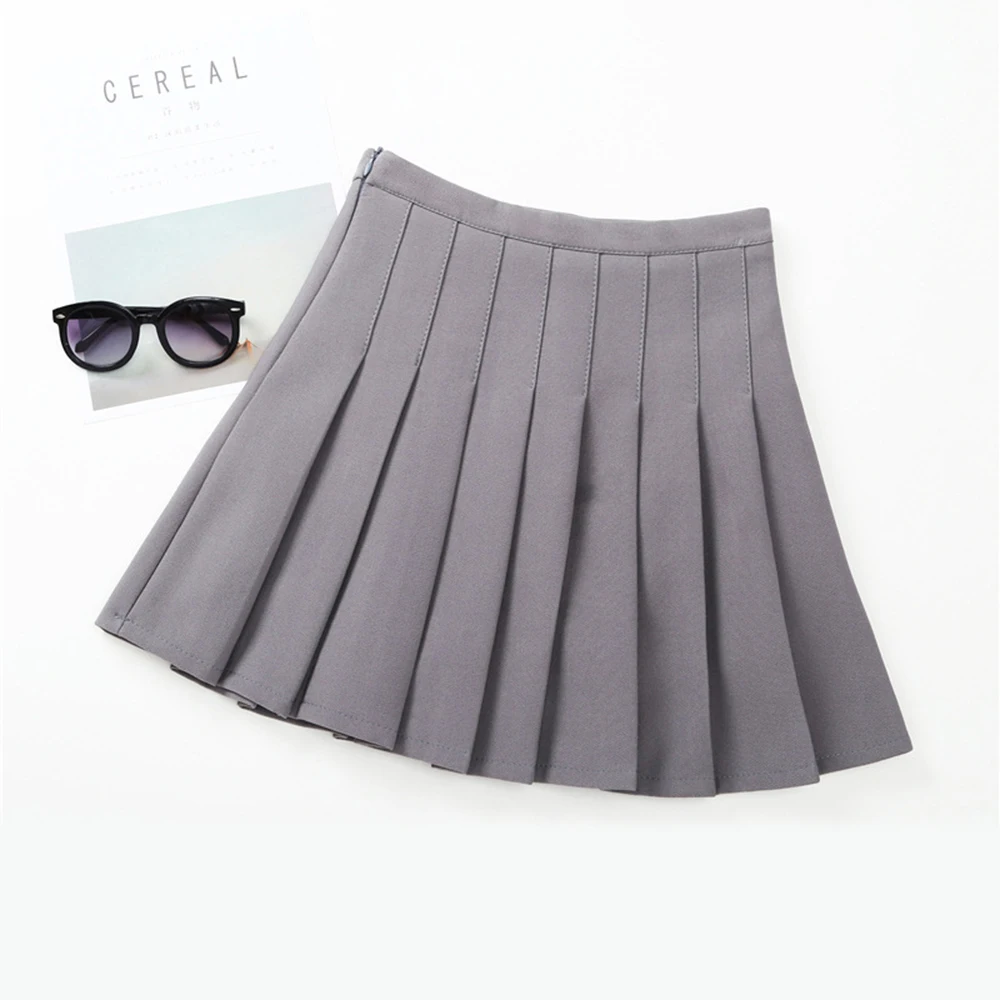 K06301Gray Плиссированная юбка для маленьких девочек; юбки для маленьких девочек; детская одежда; модная короткая плиссированная юбка - Цвет: K06301Gray