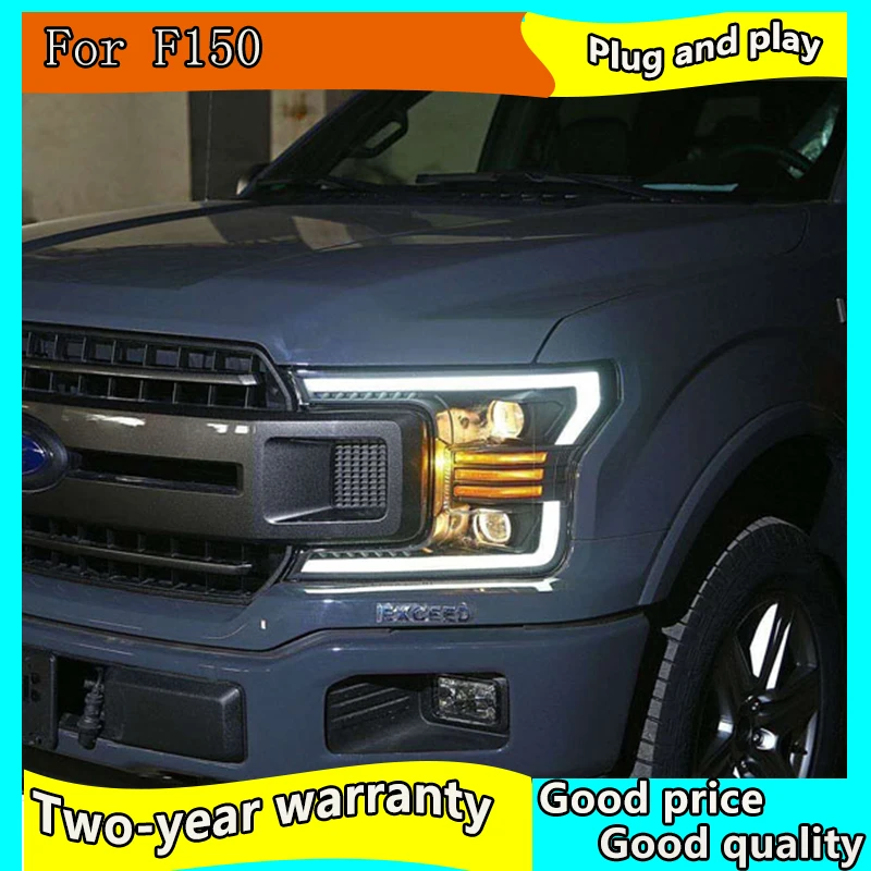 Автомобильный Стильный чехол на голову для Ford F150 Raptor светодиодный головной светильник s DRL Дневной ходовой светильник Bi-Xenon HID аксессуары