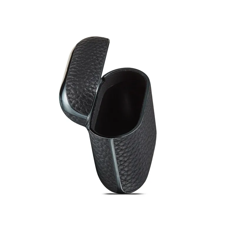 Black Роскошный кожаный чехол для Apple AirPods, Bluetooth, беспроводные наушники, защитный чехол, противоударный чехол s - Цвет: Black