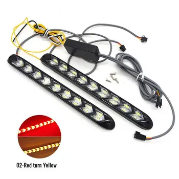 

2pcs Daytime running lights Car 8W LED Waterproof Amber+Red Universal Strip