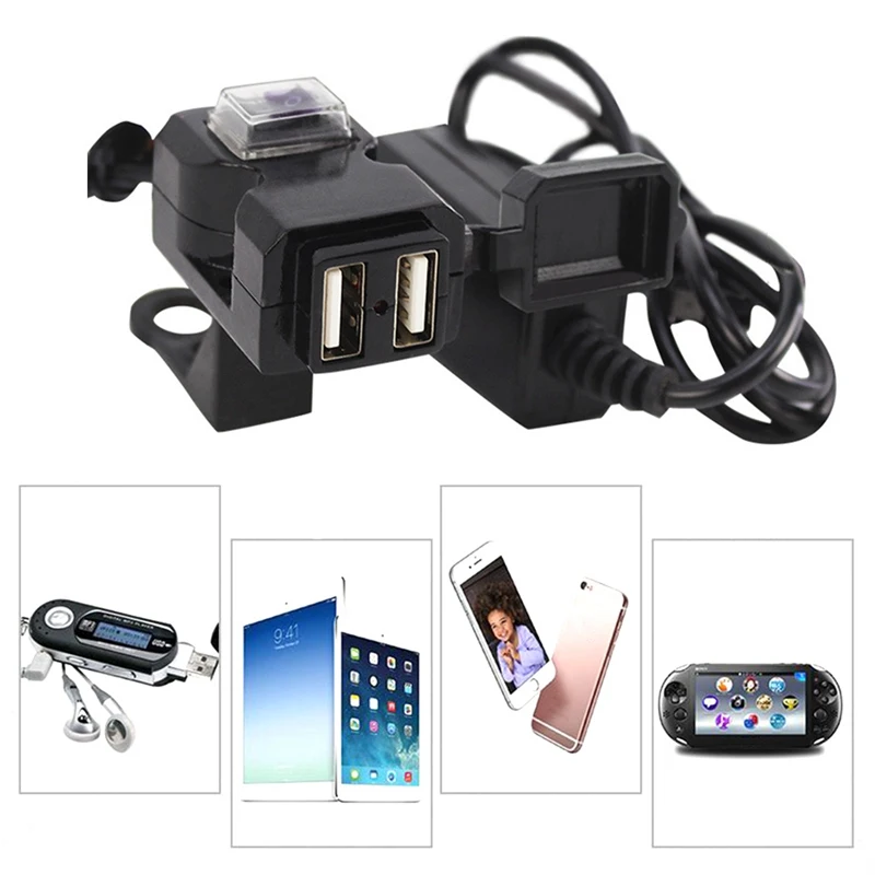 1 шт. 2 в 1 9-90 в двойной USB мотоцикл зарядное устройство на руль синтетические пластмассовые розетки с переключателем крепления для электрического автомобиля внедорожный