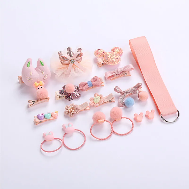 Бледный розовато-серый Новые детские головные уборы Подарочная коробка Детские головные уборы 18 шт./компл. принцесса подарок на день рождения Аксессуары - Цвет: Бледный розовато-серый