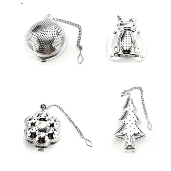 

Stainless Steel Christmas Tree Ball Flower Frog Shape Tea Infuser Home Kitchen Mesh Filter Strainer