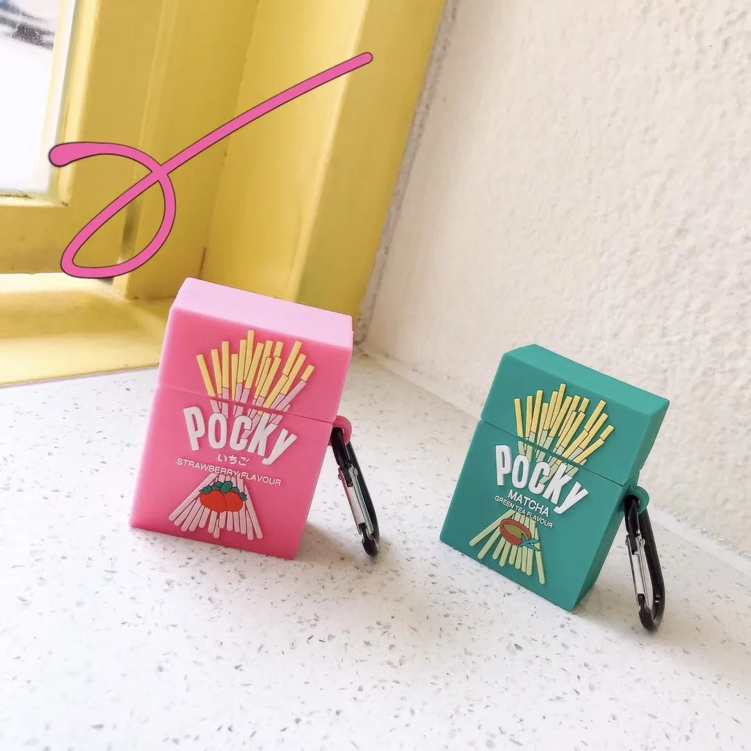 3D Клубника Glico Pocky печенье+ кольцо Беспроводная bluetooth-гарнитура силиконовый чехол для гарнитура для airpods защитные противоударные чехлы