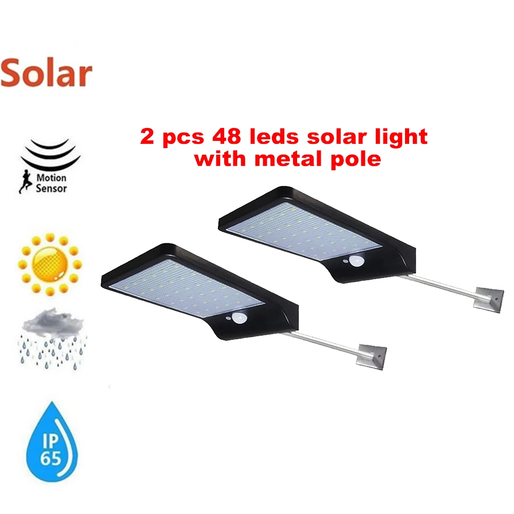 

2/4pcs 48 LED Solar Lights Outdoor Motion Sensor Wall Sconces Light with Remote Control Lamp Security Lighting For Garden Wall s
