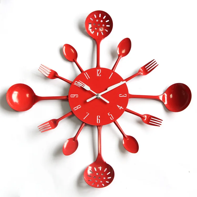 [Manufacturers Direct Selling] Color Metal Knife And Fork Clock-Style Kitchen Wall Clock Creative Cool New Style Living Room Wal