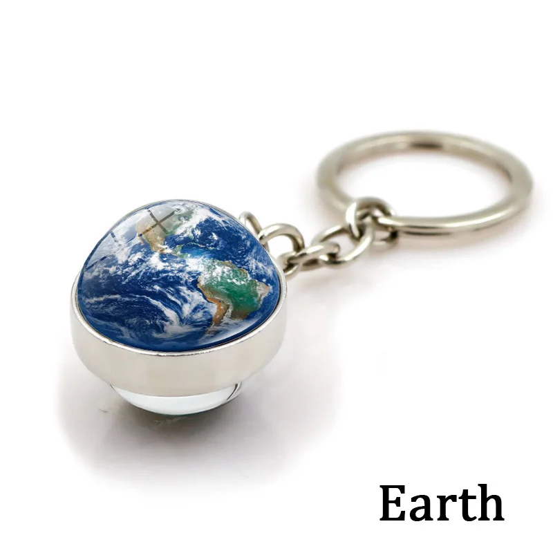 XSWX2229-2 Earth Брелок Луна Солнечная система кольцо для ключей с планетой галактика Туманность космическая Вселенная земля солнце Марс Юпитер Сатурн двусторонний стеклянный шар - Цвет: XSWX2229-2 Earth