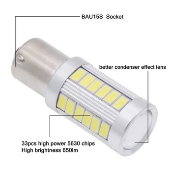 

2pcs BA15D 1157 5630 33 SMD Car Tail Stop Brake Light Super Bright LED Bulb 12V Easy To Install And Convenient To Use