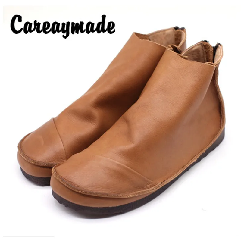 

Careaymade-Spring and Autumn Retro Series Literary and Art Genuine Leather ankle boots,One-Shoe Comfortable Soft Leather Shoes