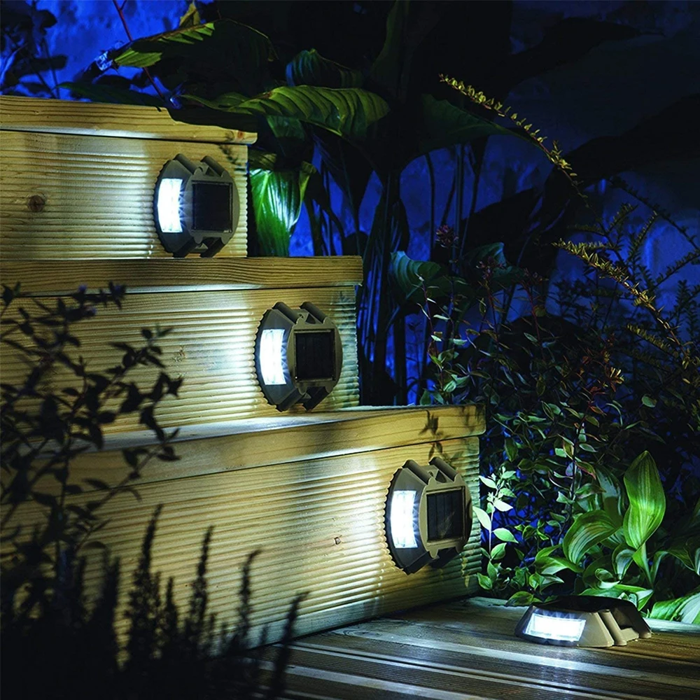 Solar Step Lights Solar Deck Lights 6 LED Dock Driveway for Walkway Stair and Step Cast Aluminum solar ground lights