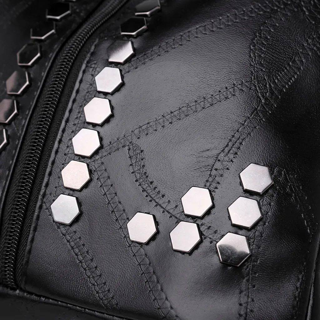 Fashion Rivet female backpack school bag for teenage girls backpack women leather backpack sac a dos femme en cuir#G3