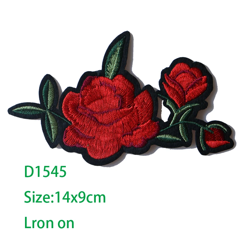 Red rose flower Decorative Patch icon Embroidered Applique Patches For DIY Iron on Badges Stickers on backpack,the clothes