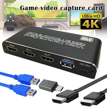 

4K 60fps HDMI 2 in 1 Out to USB3.0 Game Video Capture Card 1080p HD Broadcast Live Stream and Record Grabber Converter S