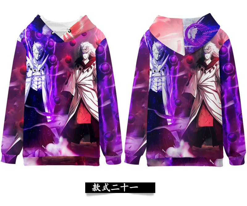 Anime Hoodie NARUTO Uzumaki Uchiha Sasuke Hatake Winter Hooded Sweatshirt Full Color Pullover Couple Women Men Sportswear Coat - Color: Winter 21