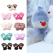 Милые детские волшебные вязаные варежки, Детские тянущиеся перчатки на половину пальцев, зимние теплые перчатки без пальцев с героями мультфильмов, новинка