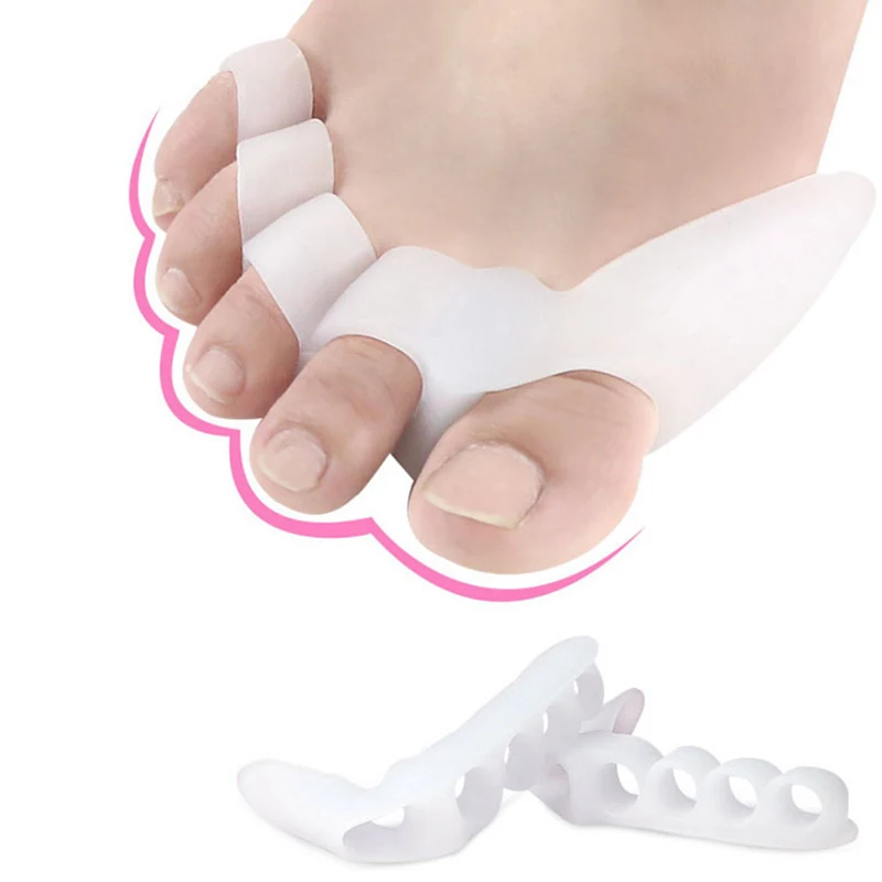 1Pair Silicone Gel Feet Fingers 5-Hole Toe Separator Thumb Valgus Protector Bunion Adjuster Hallux Valgus Guard Foot Care Tool