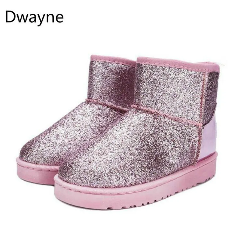 Dwayne/женские зимние ботинки; классические ботинки с блестками; женские ботильоны на толстой плоской подошве; женская теплая плюшевая обувь; Zapatos De Mujer; сезон осень-зима