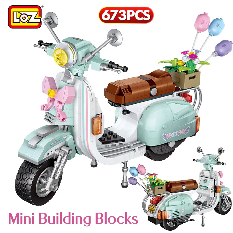 LOZ Mini Luxury Motorcycle Sheep Vehicle Model Building Blocks DIY Bricks Educational Toys for Children Creator Girls Gifts