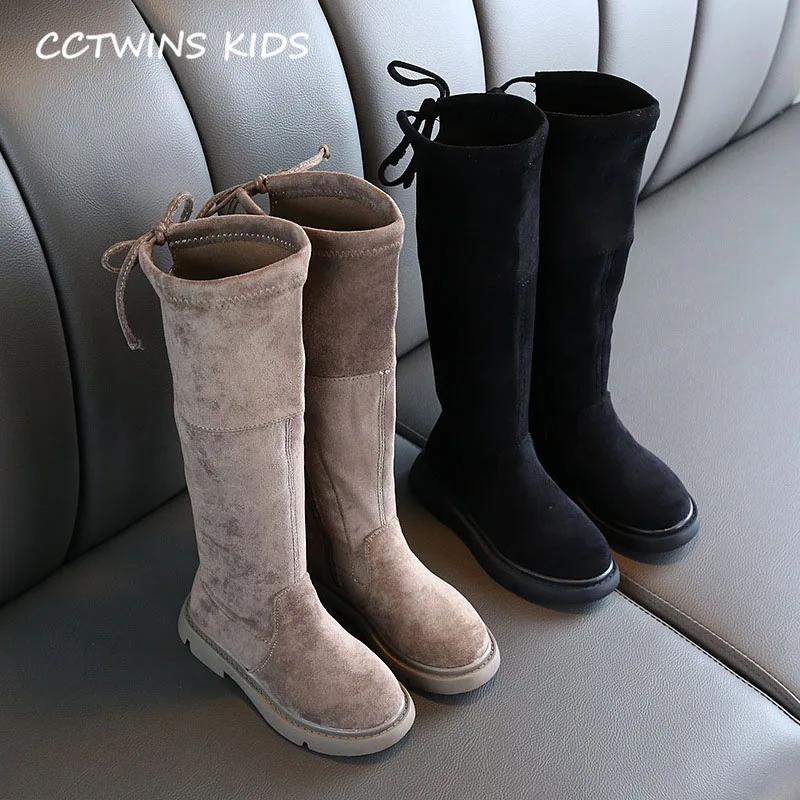 CCTWINS/детская обувь; коллекция года; сезон осень; модные детские сапоги до колена; брендовые черные сапоги для маленьких девочек; обувь без застежки для малышей; HB038