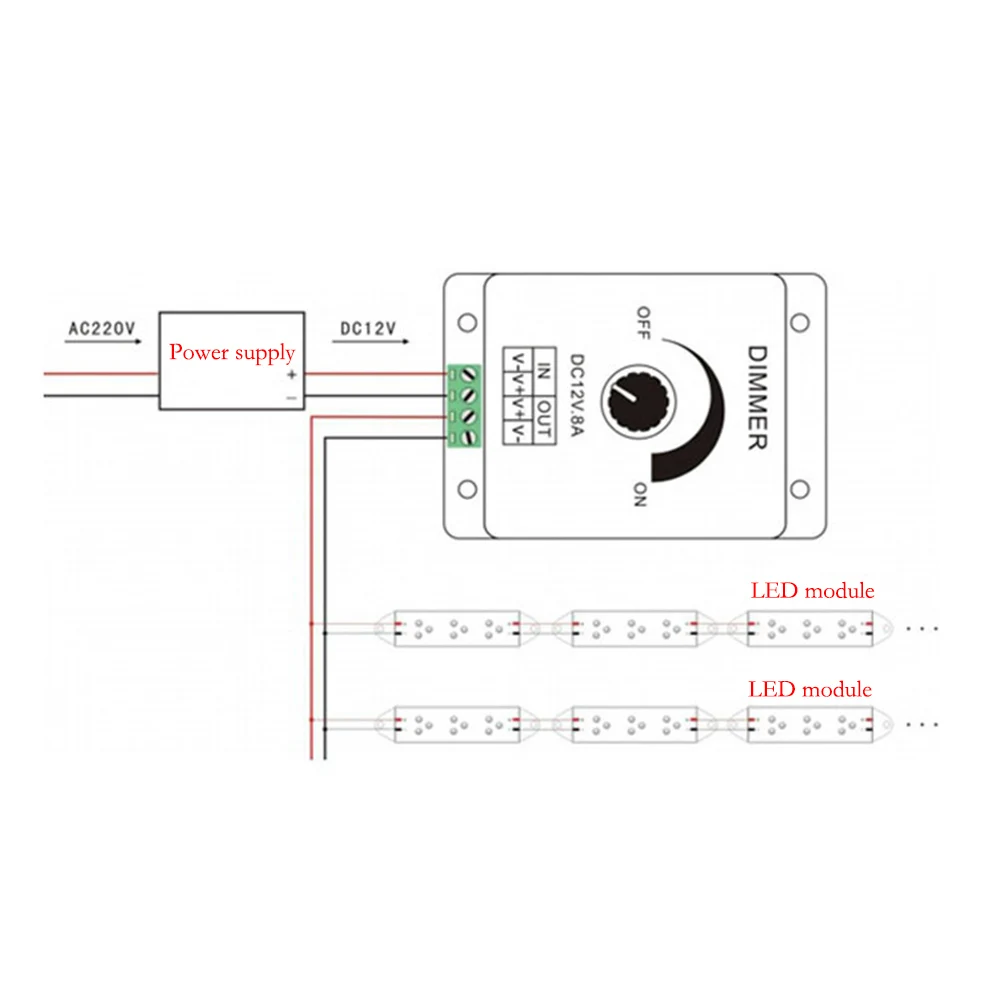 Regulador de Tensão Controlador de Fonte de Alimentação da Lâmpada Brandnew Dimmer Ajustável Brilho Controlador Monocromático 12-24v 8a Led 3 Luzes e Iluminação