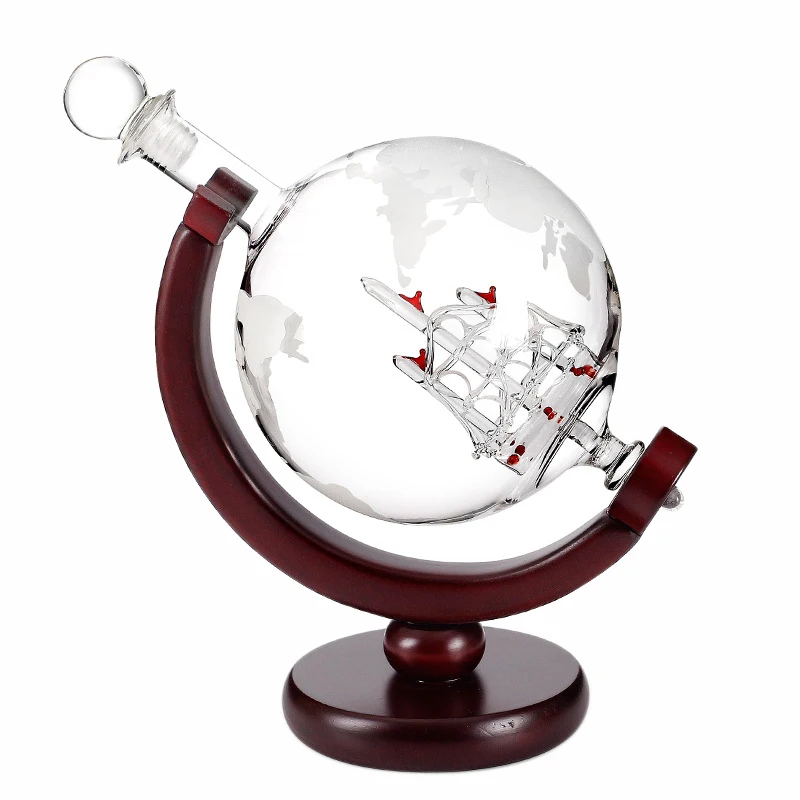 Globe Whiskey Decanter Set 850Ml Liquor Decanter Gift Set Craft Wine Bottle Holder Decanter Wine Set Bar Home Party Decoration afbeelding