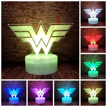 

DC Superhero Wonder Woman Figure Model 3D Illusion LED Desk Nightlight Colorful Changing Light Light-up Toys Party